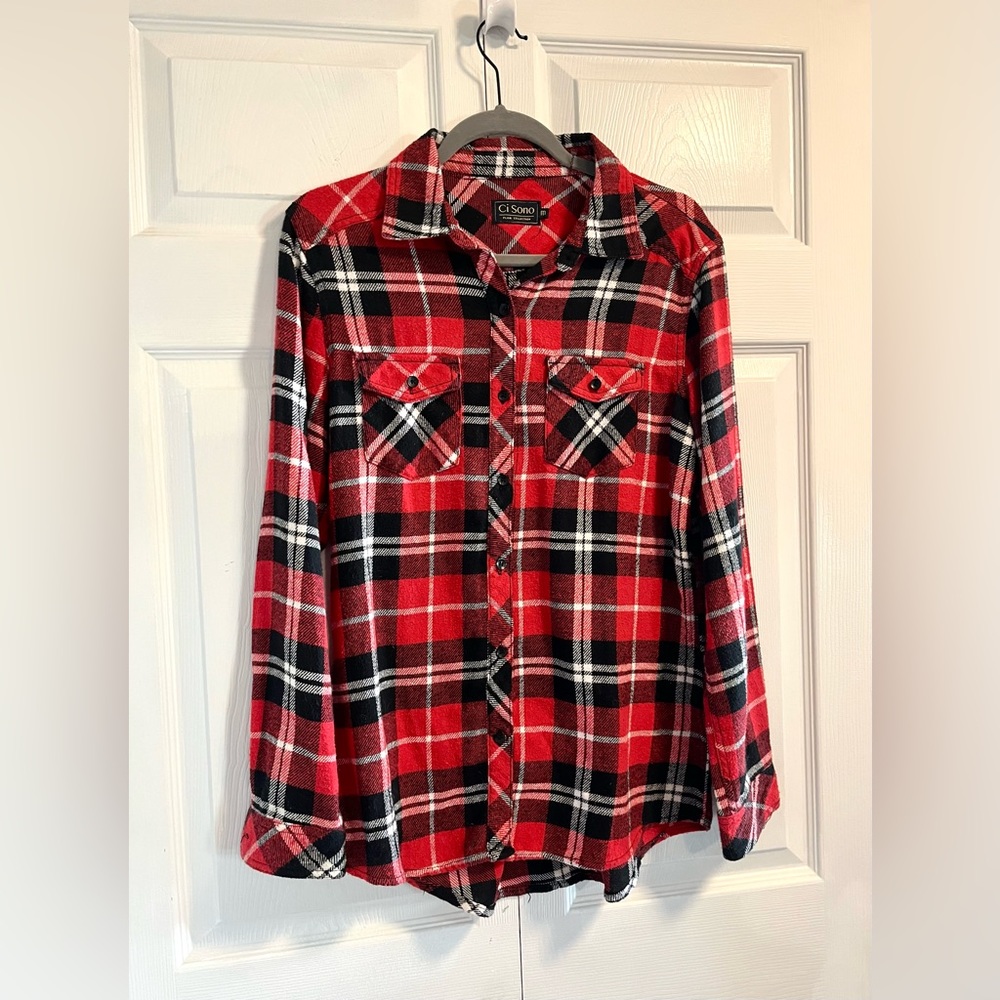 Red Plaid Flannel Button Down